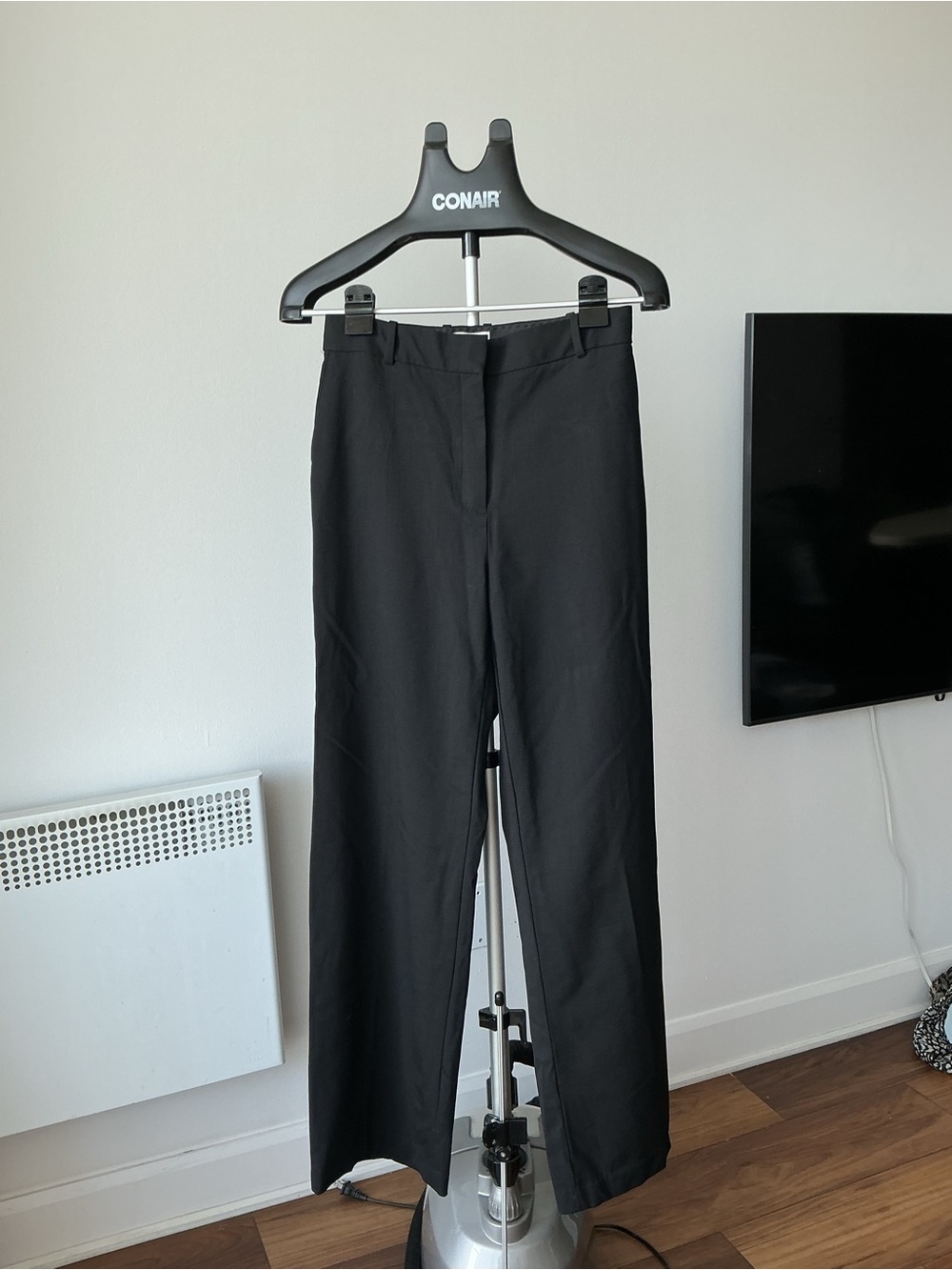 Babaton Black Wide-Leg Trousers Wool
